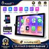 Podofo, lettore multimediale per auto con schermo Android da 10,4 pollici, modello a singolo DIN, con schermo orientabile manualmente, navigazione GPS, WiFi, Bluetooth, radio FM RDS, CarPlay wireless,