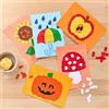 HABA Bastelset - Erstes Kleben Herbstbilder | 12 motivi con tecnica mosaico di carta, set completo con spugna, carta colorata e istruzioni illustrate (lingua italiana non