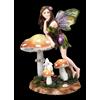 Figuren Shop GmbH Statua Elfo Dora Decorativa Fata Fantasy Con Coniglio Appoggiata a Funghi 15cm