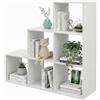 Relaxdays Scaffale a gradini, 6 scomparti, bianco | HxLxP 97,5 x 97,5 x 29 cm, sottotetto, libreria salotto, divisorio