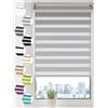 Sonello tenda a rullo doppia Klemmfix senza foratura Tenda a rullo Duo Tenda a rullo Klemmrollo con protezione solare Tenda a rullo per finestre e porte Tenda a rullo zebrata Tenda a rullo con guida laterale 90 cm x 150 cm Grigio