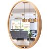 PIKA STOLARNIA PIKA Specchio da bagno rotondo - Specchio da parete con cornice in legno (∅70 cm) - Specchio rotondo in legno di rovere - per bagno, ingresso, soggiorno, camera da letto
