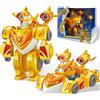 Merkloos Spielfigur Super Wings EU770352 - Super-Roboteranzug Golden Boy, action figure trasformabile alta circa 18 cm, 2-in-1: robot e superauto, ideale per i bambini