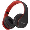 Merkloos Cuffie wireless Bluetooth - Pieghevoli - Con microfono - Rosso - Per bambini e adulti