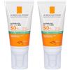 La Roche-Posay Anthelios Gel-Crema SPF50+ [Confezione da 2] x 50 ml | Protezione Solare Viso con Finitura Anti-Lucida, Resistente ad Acqua e Sudore