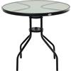Outsunny Tavolino da Giardino con Foro per Ombrellone Ф80 x 72 cm Nero | Piano in Vetro Temperato, Acciaio, Per Esterno