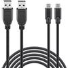 Wicked Chili [2 pezzi] Cavo di ricarica da USB-C a USB-A da 300 cm compatibile con PS5 Dualsense, Nintendo Switch Pro Controller, Xbox Series X Gaming Pad, prolunga per controller USB C (3 m, extra lungo, nero)
