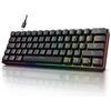 Merkloos Tastiera da gioco meccanica 60% - Layout tedesco - Switch rossi - RGB - Cablata - 61 tasti