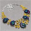 Collana con pietre preziose fossili di citrino ammonite 18" artigianali...