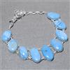 Collana con pietre preziose opale blu naturale 18" forma ovale bigiotteria...