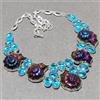 Collana con pietre preziose topazio blu Ammonite fossile Londra 18"...