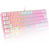 KUIYN Tastiera da gaming RGB cablata, 61 tasti, portatile, con 11 effetti di illuminazione RGB, tasti meccanici in ABS flottanti, retroilluminazione completa, anti-ghosting, connettività USB, compatibile con PC e Windows, disponibile nei colori rosa e …