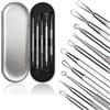 com-four® Kit per la rimozione dei punti neri - Set di 5 strumenti in acciaio inossidabile per la pulizia del viso, estrattore di punti neri in acciaio inossidabile, estrattore di comedoni, punti neri e brufoli per una pelle più pulita