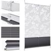 salcar Tenda plissettata a doppia plissettatura, modello Day+Night, oscurante, senza foratura, fissaggio a clip, tessuto traslucido, motivo a righe verticali, dimensioni 90x130 cm, colore bianco e grigio