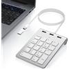 Selius Tastiera numerica | Cablata | 2-in-1 USB-C e USB-A | 18 tasti con 3 porte USB