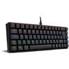 Selius Tastiera da gioco compatta TACTICAL, meccanica, Bluetooth, interruttori rossi, illuminazione RGB a LED, nera