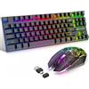 Selius Tastiera wireless con 87 tasti e mouse ottico con illuminazione LED