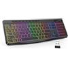 Selius Tastiera da gioco wireless, silenziosa, ergonomica, resistente all'acqua, a 2,4 GHz, con illuminazione LED, per PC/Mac