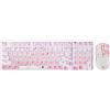 Selius Set di tastiera e mouse wireless, 98 tasti, meccanismo a membrana, 4000 DPI, colore rosa sakura