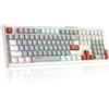 Selius Tastiera da gioco cablata RGB QWERTY, 108 tasti, bianca e grigia