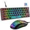 Selius Tastiera meccanica da gaming RGB Mini 60%, 62 tasti, retroilluminazione a 18 colori, nera
