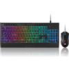 Selius Set tastiera e mouse da gaming S151: tastiera cablata RGB da 104 tasti con membrana e mouse da gaming cablato da 10000 DPI