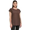 Urban Classics Ladies Organic Extended Shoulder Tee Donna T-Shirt Nero 100% Cotone Relaxed