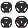 SPORTNOW 15-30 kg Set di 4 Dischi Pesi e 2x5 con Foro da 2.5 cm Nero | Pesi per Bilancieri, 3 Impugnature, Allenamento Casa e Palestra, Polipropilene e Sabbia, Dischi Palestra