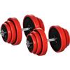 HOMCOM Set Manubri Palestra Regolabili con Pesi 40kg 45x26x26 cm Rossa | Rivestiti in Gomma, Metallo e Sabbia di Ferro