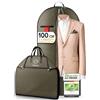 FR FiRiO FiRiO 1x Borsa Porta Abiti da Viaggio I Porta Vestiti da Viaggio I 100x60cm | Protegge da Tarme e Polvere I Verde 120 GSM I Custodia Traspirante per Abiti, Giacche e Camicie I Viaggio e Conservazione