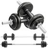 SPORTNOW Set di Manubri 2 in 1 da 20kg Regolabile, Set Pesi Bilanciere | Impugnature Antiscivolo, Allenamento a Casa, 8 Dischi Pesi, Barra Bilanciere, 2 Barre per Manubri in Acciaio