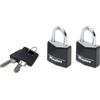 Master Lock 9130EURTBLK Confezione da 2 Lucchetti a Chiave in Alluminio Rivestito, Nero, 3 x 5.2 x 1.6 cm