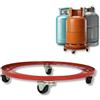 Amig - Supporto per Bombole di Butano - Carrello di Trasporto con 4 Ruote Piroettanti - Diametro Ø31 cm - Portata Massima 30 kg - Supporto per Bidoni e Vasi - Colore Arancione - Acciaio Legato