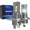 BEAMFLY H4 LED Lampadine, 50000LM 130W Lampadina Auto 12V Bianco 6500K | 800% Brillante, Raffreddamento con Tubo di Rame Spesso, IP68 Impermeabile, Aggiornamento Alogeno di Ricambio, 2 pezzi