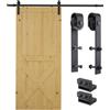 HOMCOM 200cm Binario per Porta Scorrevole Kit Accessori 100kg 200×4×0.6cm | con Binario e Rulli, Acciaio al Carbonio, Porta Scorrevole Esterno Muro