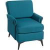 HOMCOM Poltrona d'Arredo con Braccioli Arrotolati, 70x73x83 cm, Verde | Tessuto Effetto Lino Traspirante, Poltroncina