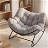 WOLTU Sedia a Dondolo a Forma di Uovo, Ciniglia, Grigio Chiaro | Poltrona Relax con Gambe Curve, Struttura in Metallo, Portata 150 kg, per Salotto e Balcone