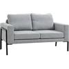 HOMCOM Divano 2 Posti in Tessuto Poliestere Effetto Lino con Gambe in Acciaio e Cuscini Imbottiti, 138x70x83.5 cm, Grigio Chiaro