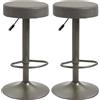 HOMCOM Set di 2 Sgabelli da Bar con Poggiapiedi, 35x36x64-85cm Grigio | Sgabelli da Cucina Girevoli, Altezza Regolabile