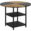HOMCOM Tavolo Stile Industriale per 4-6 Persone Ø100x76 cm Nero e Marrone | 2 Ripiani Integrati, Tavolo Rotondo da Pranzo Multiuso, Acciaio e MDF