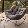 WOLTU Sedia a Dondolo a Forma di Uovo, Poliestere, Grigio Scuro | Poltrona Relax con Gambe Curve, Struttura in Metallo, Portata 150 kg, per Salotto e Balcone