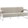 HOMCOM Divano 3 Posti Imbottito in Ciniglia con Doppie Cuciture Beige | Divanetto da Salotto Moderno, Braccioli, Gambe in Acciaio, per Soggiorno Ufficio Camera da Letto, 174x75x76 cm