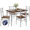 CASARIA® Gruppo di Sedute Paul Set 5 Pezzi Tavolo da Pranzo con 4 Sedie Set di Mobili per Sala Cucina Soggiorno Salotto Set da Pranzo Tavoli Sedia