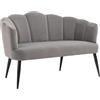 HOMCOM Divano 2 Posti in Velluto Divano a Conchiglia 132x66x80cm Grigio | Divanetto da Salotto, Gambe in Metallo, Stile Moderno, Elegante, da Soggiorno