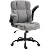 HOMCOM Sedia Ufficio Ergonomica con Braccioli Ribaltabili, Sedia Scrivania Girevole in Tessuto Effetto Lino, Altezza Regolabile, Funzione Dondolo, Capacità 120 kg, Grigio