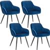 WOLTU Set di 4 Sedie per Sala da Pranzo Imbottite, Poltroncine in Velluto | Con Braccioli e Schienale, Gambe in Metallo, Blu