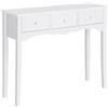 HOMCOM Tavolo Consolle Moderno con 3 Cassetti in MDF 100x32x85 cm Bianco | Consolle da Ingresso, per Corridoio, Soggiorno