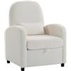 HOMCOM Poltrona Salotto Velluto Teddy con Contenitore Nascosto Crema | Schienale Alto, Poltroncina Imbottita Moderna, Braccioli, Cuscino Lombare, Seduta Ampia, Camera da Letto, Soggiorno