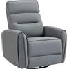 HOMCOM Poltrona Relax Reclinabile Manuale 135° con Poggiapiedi, Grigio | Seduta Ampia, Poltroncina Reclinabile Imbottita Girevole con Dondolo, Tessuto Effetto Pelle Traspirante, Salotto Soggiorno