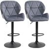 HOMCOM Set 2 Sgabelli da Bar con Altezza Regolabile, Grigio | Base in Metallo, Seduta in Finta Pelle, Sgabelli Cucina con Schienale e Poggiapiedi, 51.5x57.5x93-114.5 cm